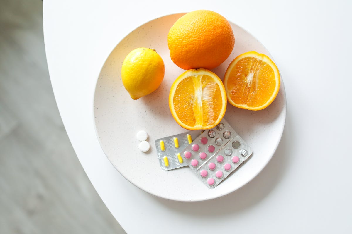 Fresh citrus fruits on a wooden table - natural sources of flavonoids that may support appetite control