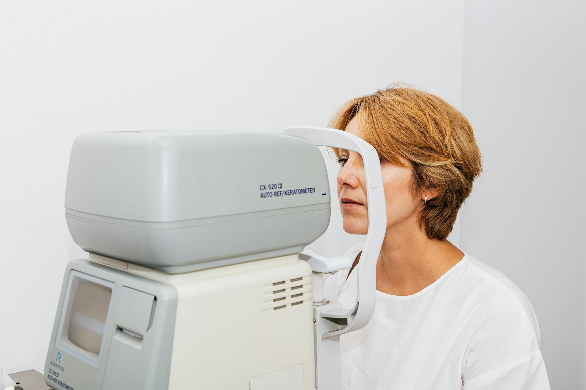 Woman getting an eye exam for night vision problems